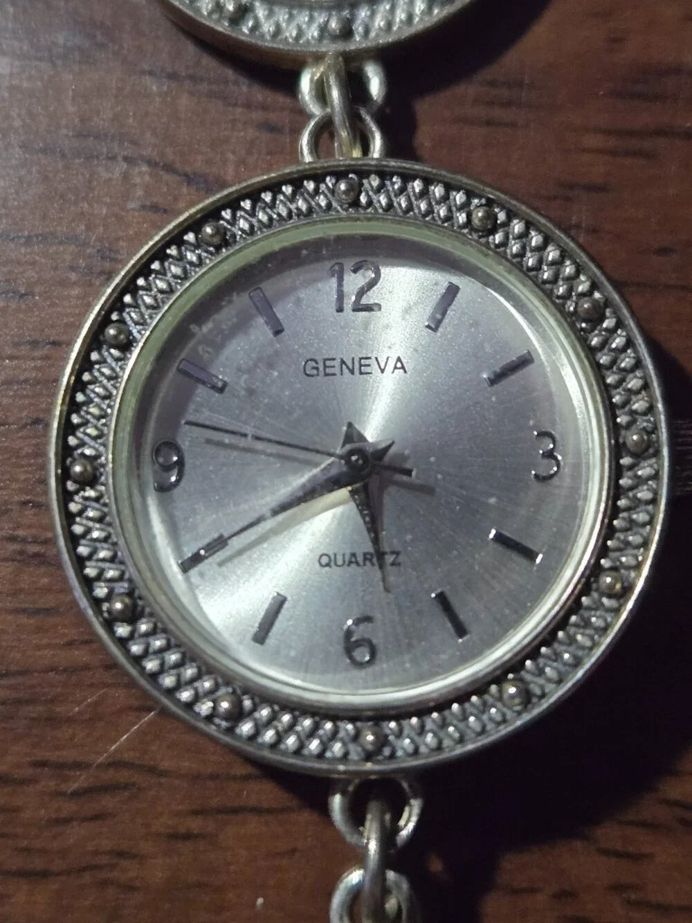 Geneva Womens Bracelet Watch w/Ring Design Band Silvertone 8